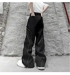 Heren casual broek voor de herfst, losse pasvorm, effen kleur met contrasterende stiksels, comfortabel en stijlvol voor dagelijks gebruik. — foto 11