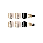 Unhas de Manicure Feminina Linha Preta com Pó Dourado — foto 6