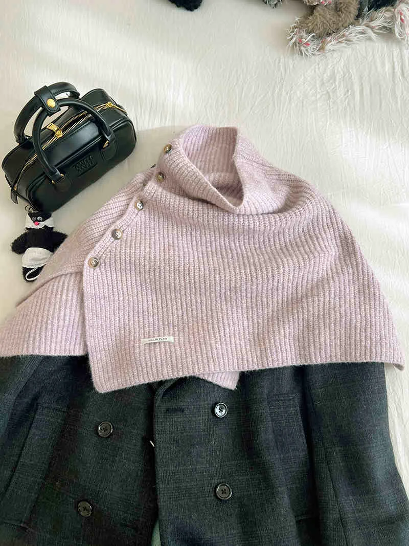 Title 8, Wool Shawl High Collar Warm Knitted Cape