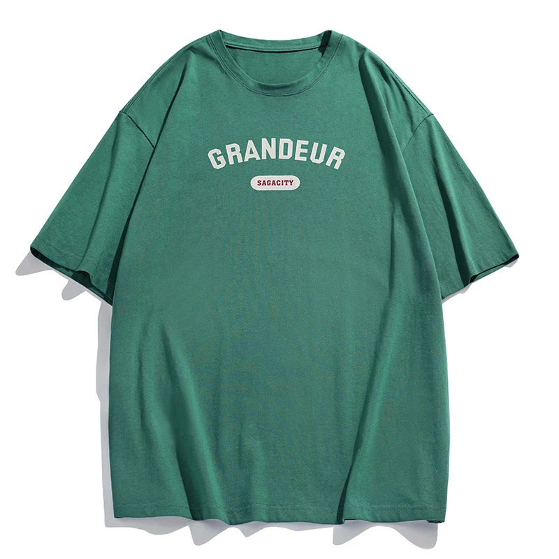 Title 4, Camiseta Vintage Americana com Manga Curta Solt...
