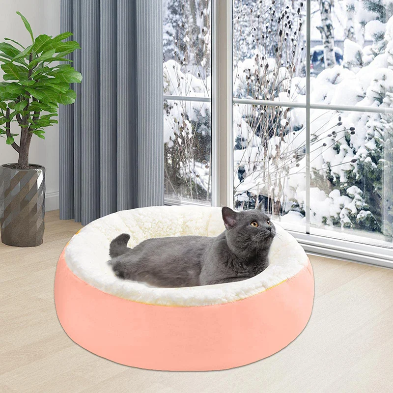 Title 6, Pet Dog Bed Warm House Pink Round Nest Pet Kenn...