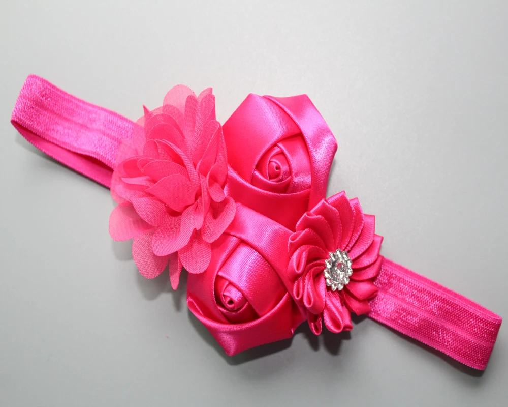 Title 7, Faixa de cabelo infantil com rosas de chiffon e...