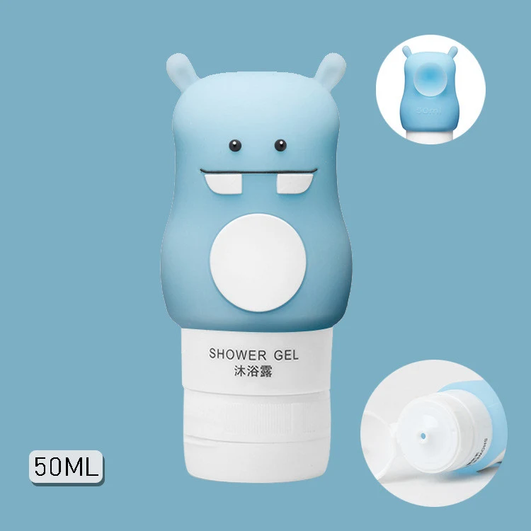 Portable Cute Cartoon Bear Penguin Animal Silicone Travel Case Organizer Shampoo Shower Gel Lotion Storage Refillable Bo — photo 1