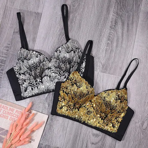 Title 2, Sequined Suspender Slim-fit Womens Chest Wrap