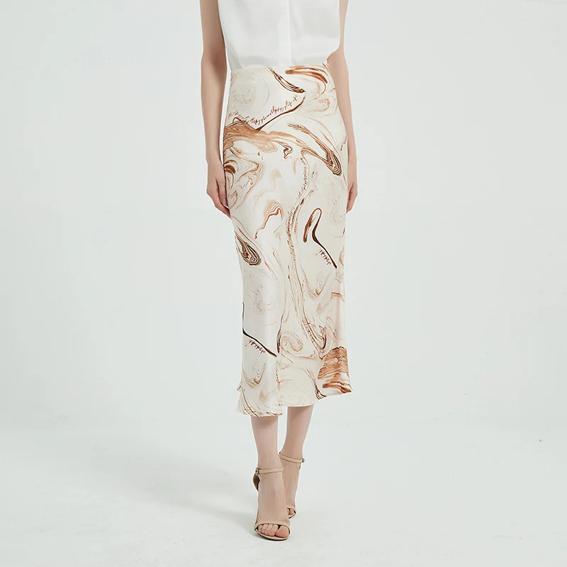 Printed Satin Silk High Waist Skirt. Experience elegance and comfort with this stylish skirt. Perfect for any occasion, — photo 8