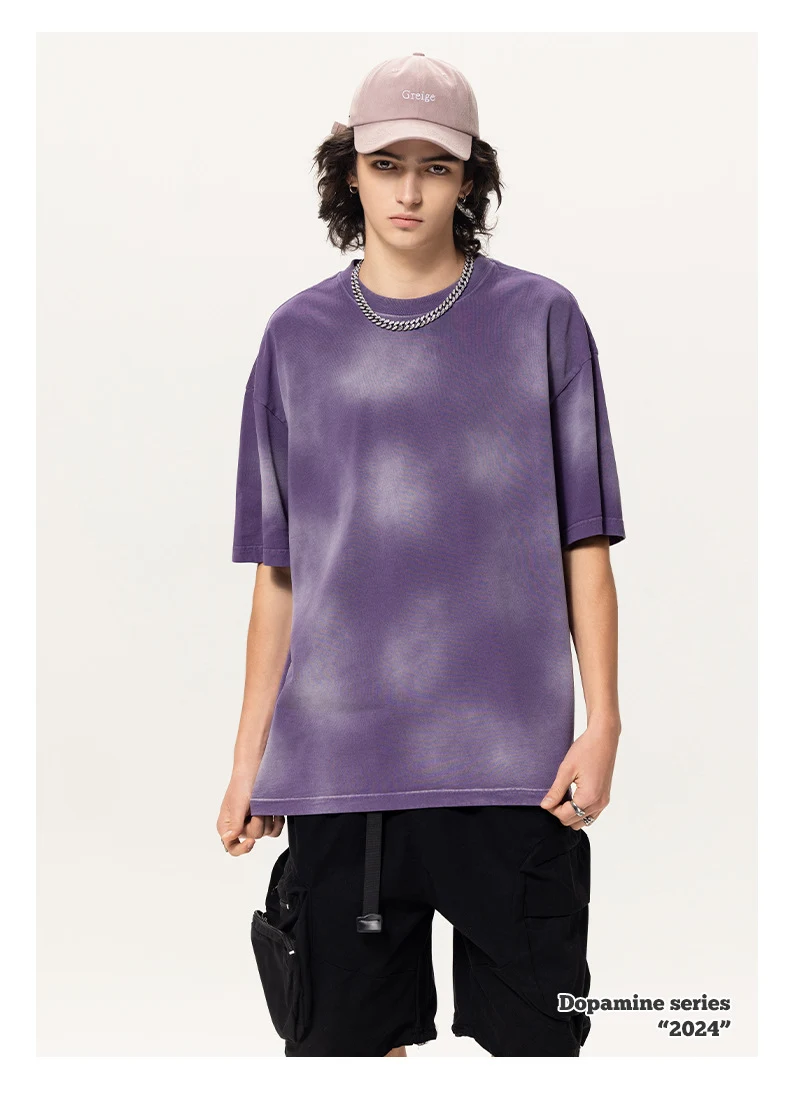 Title 17, Camiseta de algodão puro lavada com efeito retr...