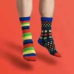 Fashion Dot Stripe Asymmetric Stockings — photo 4