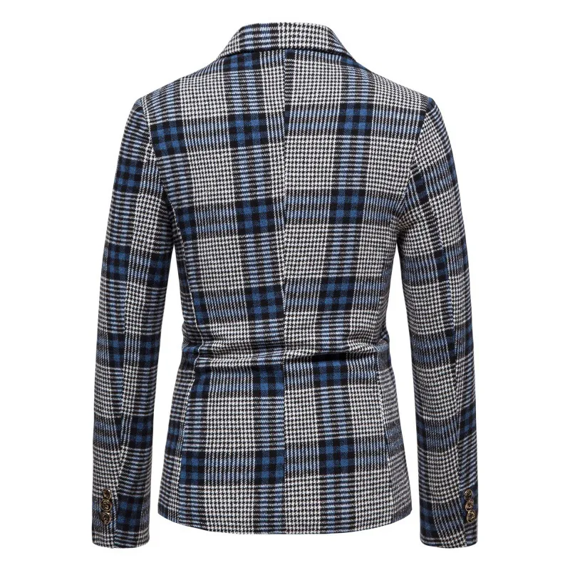 Title 4, Jaqueta de terno xadrez masculina casual slim f...