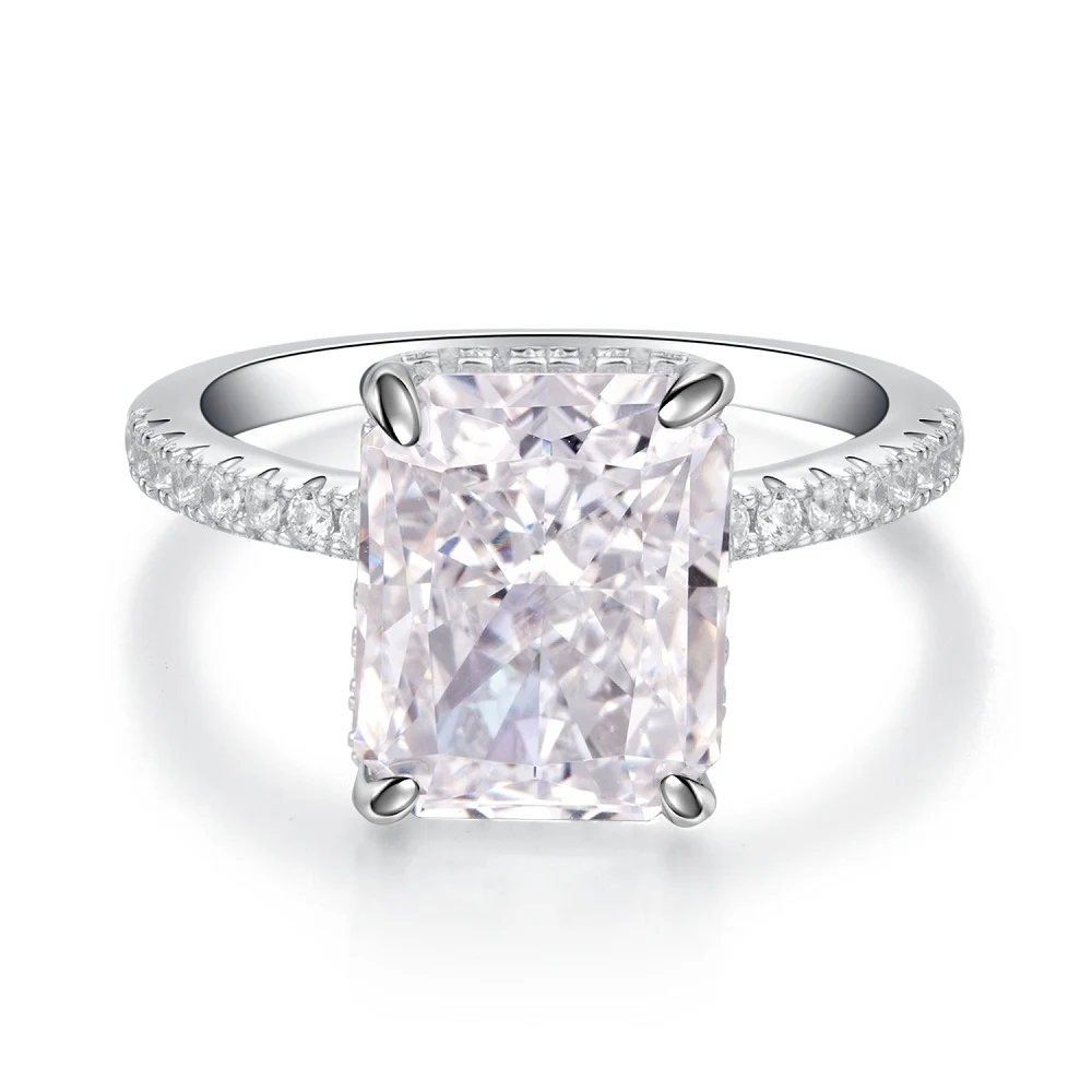 Anel feminino S925 em prata esterlina com diamante de carbono, brilho intenso e design elegante para mulheres. — foto 3