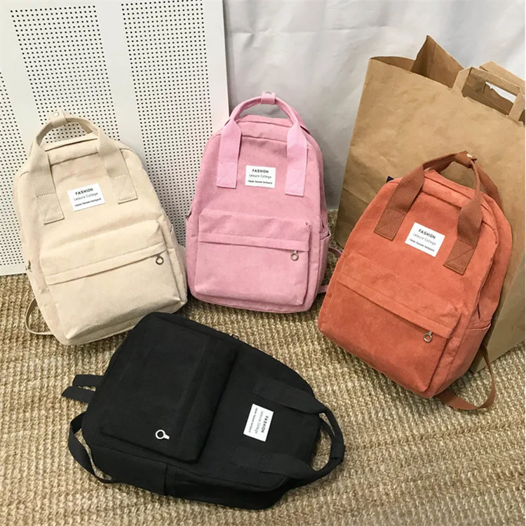 Bolsa escolar coreana de veludo cotelê, ideal para viagens. Uma charmosa bolsa de mão, espaçosa e estilosa. — foto 4