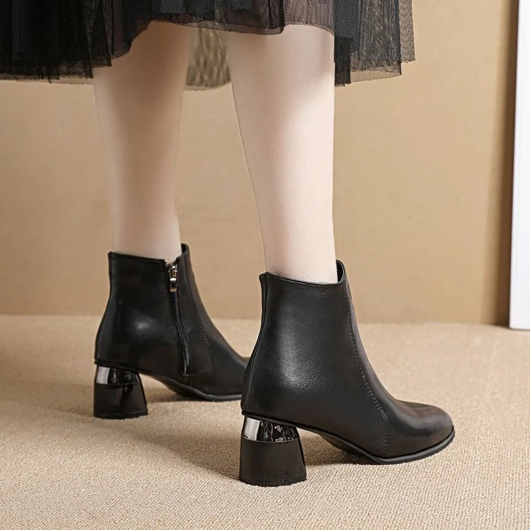 Title 17, Womens Autumn and Winter Short Boots, Chunky H...