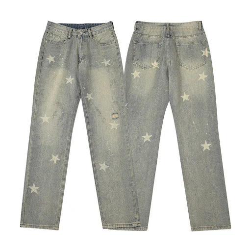 Title 4, Fashion KSINGKS Printed Vashed Jeans za muškarce