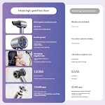 Household High-speed Bladeless Anion Hair Dryer, Gentle on Hair, Power Generation, Fast Drying, Innovative Hair Care Tec — photo 7