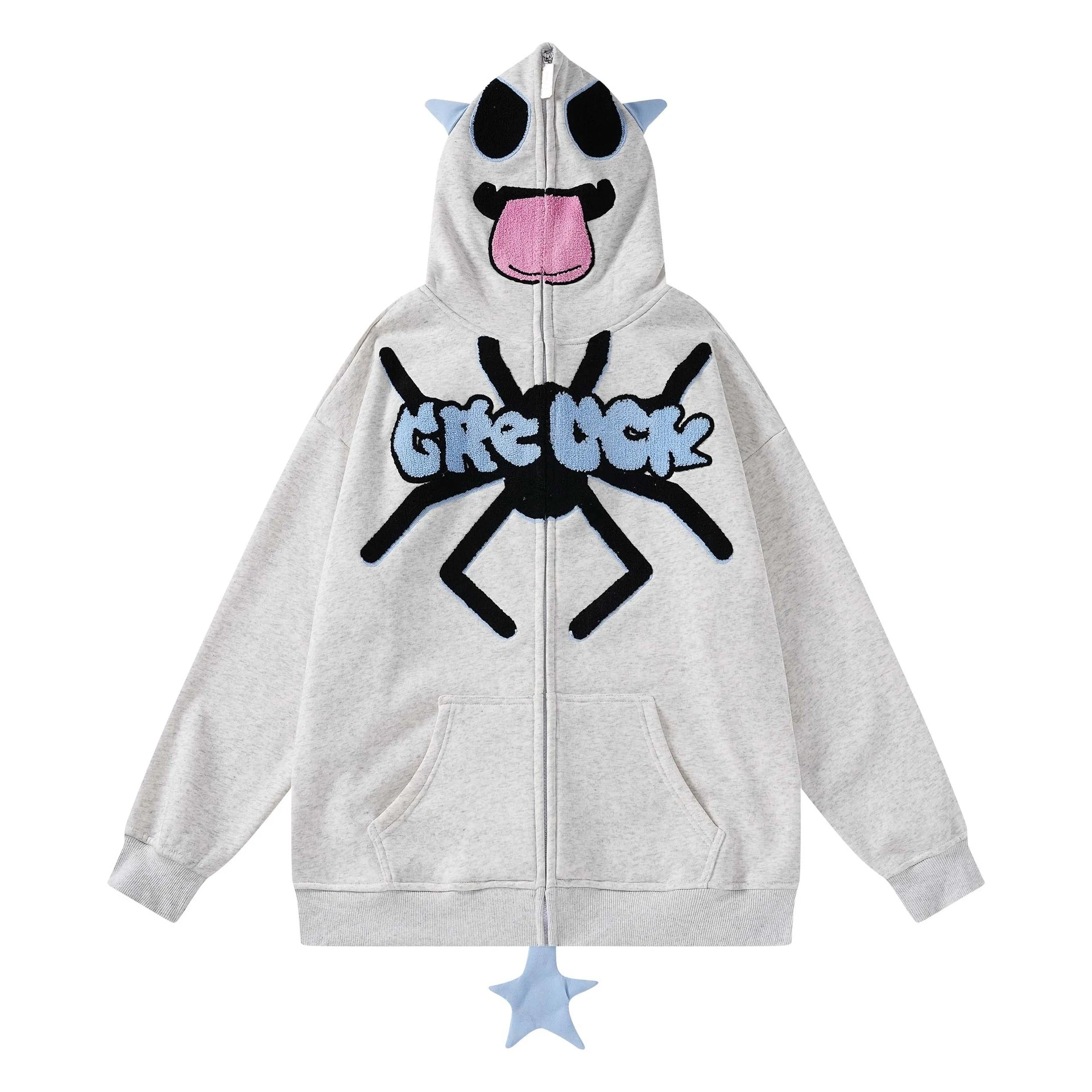 Cartoon Spider Letter Handdoek Borduurwerk Hooded Cardigan Trui voor kinderen, zacht en warm. Comfortabele en leuke stijl. — foto 15