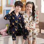 Lange mouwen ijszijde berenpyjama set voor jongens en meisjes. Zacht, ademend en perfect voor een goede nachtrust. — foto 3