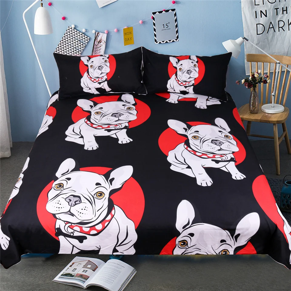 Title 1, Red and Black Bulldog Bedding Three-piece Set —...