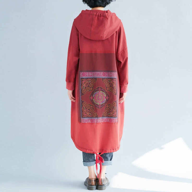 Suéter com Capuz Solto Estampado Vestido Longo Cor Degradê — foto 10