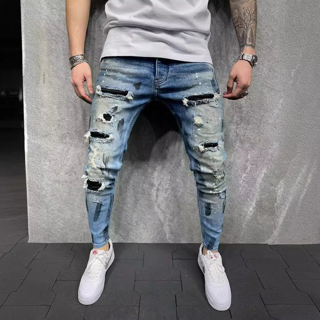 Men's Versatile Casual Slim Ripped Jeans Stylish Slim Fit Comfortable and Trendy Perfect for Everyday Wear and Various O — photo 4