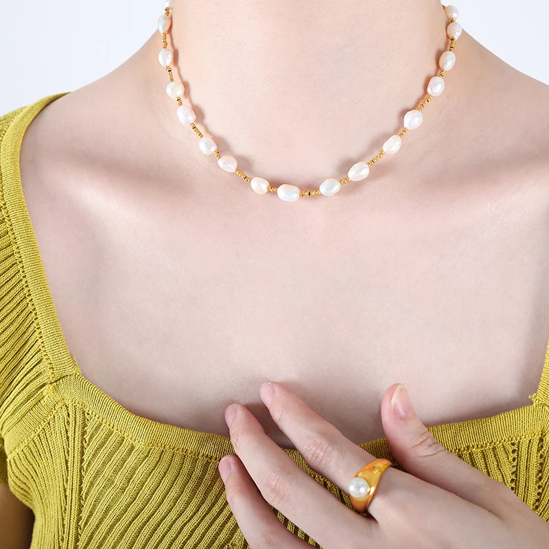 Colar romântico de pérolas de água doce, um acessório de moda feminino elegante e sofisticado para realçar seu visual. — foto 9