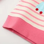 Suéter infantil listrado de desenho animado, perfeito para o dia a dia. Conforto e estilo para brincar e manter as meninas aquecidas com diversão. — foto 4