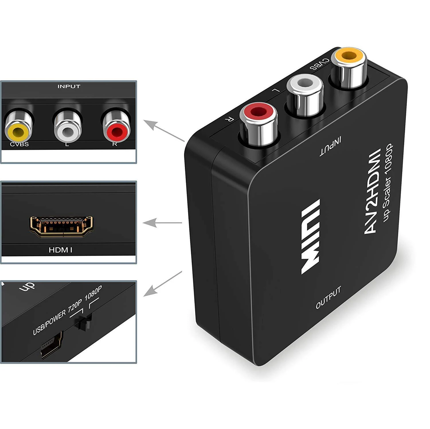 Conversor AV para HDMI Mini, converte vídeo composto em HDMI. Desfrute de imagem aprimorada e fácil conexão para TVs e monitores. — foto 2
