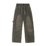 Men's Old Washed Elastic Waist Denim Trousers, Comfortable Everyday Wear, Relaxed Fit Jeans, Versatile Style, Perfect fo — photo 15