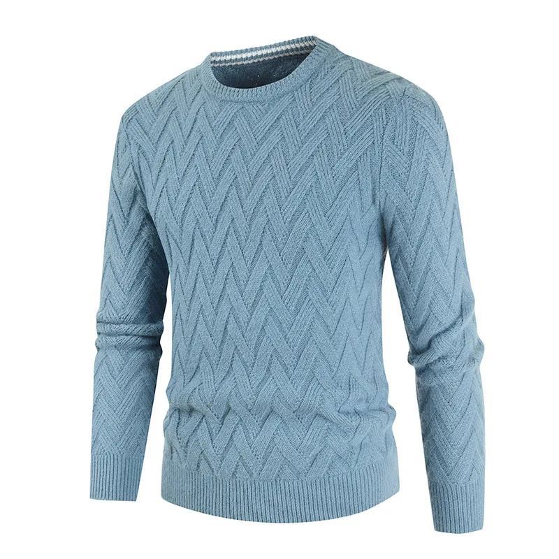 Title 5, Mens Sweater Solid Color Round Neck Slim Fashi...