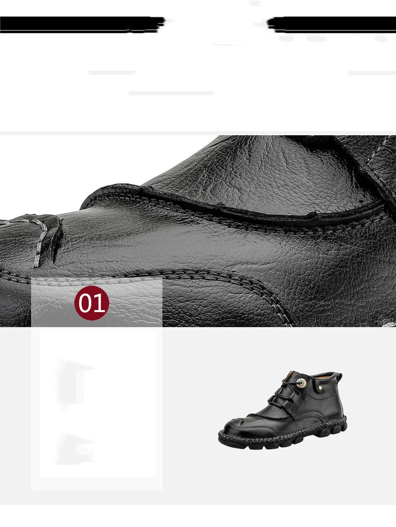 Sapatos de couro casuais masculinos de cano alto, estilo utilitário, tamanho grande, couro bovino de primeira camada, ideais para uso transfronteiriço. — foto 7