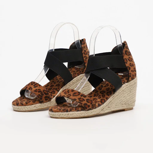 Title 5, Trendy Slope Heel Elastic Roman Sandals for wom...