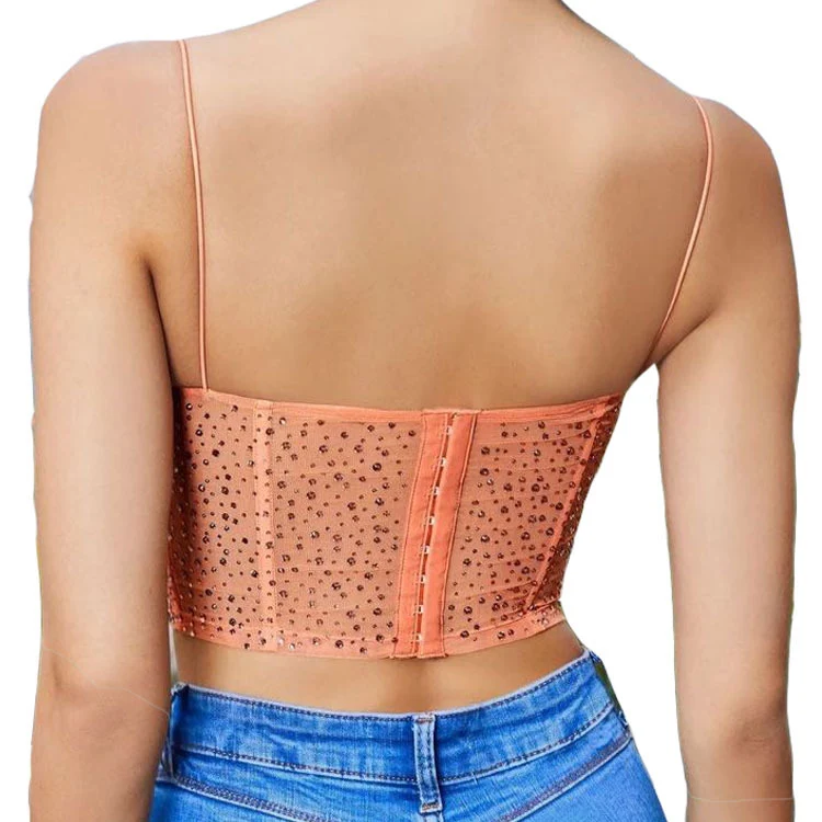 Women's Sexy Summer Slim Drill Small Sling Vest Bra Top for Nightclub. Perfect for girls. Tight fit, sparkly design. — photo 4