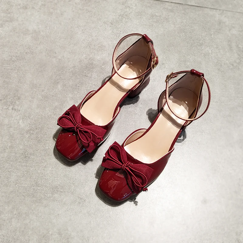 Title 4, Fairy Style Square Toe Thick Heel Hollow Single...