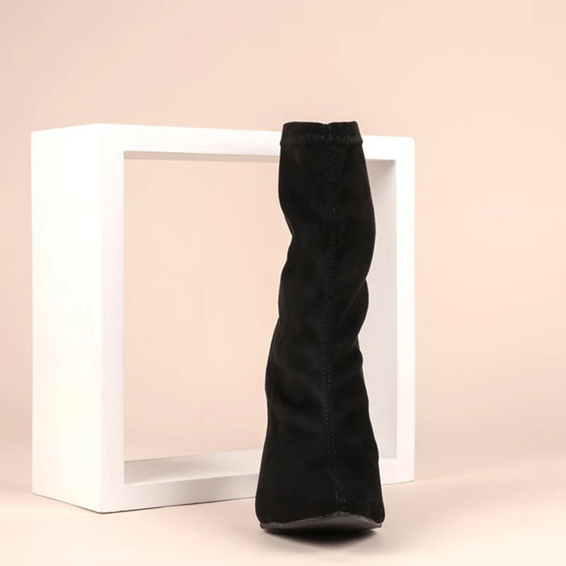 Sexy suede stiletto women's boots. Enhance your style with these elegant boots, perfect for a confident and sophisticate — photo 7