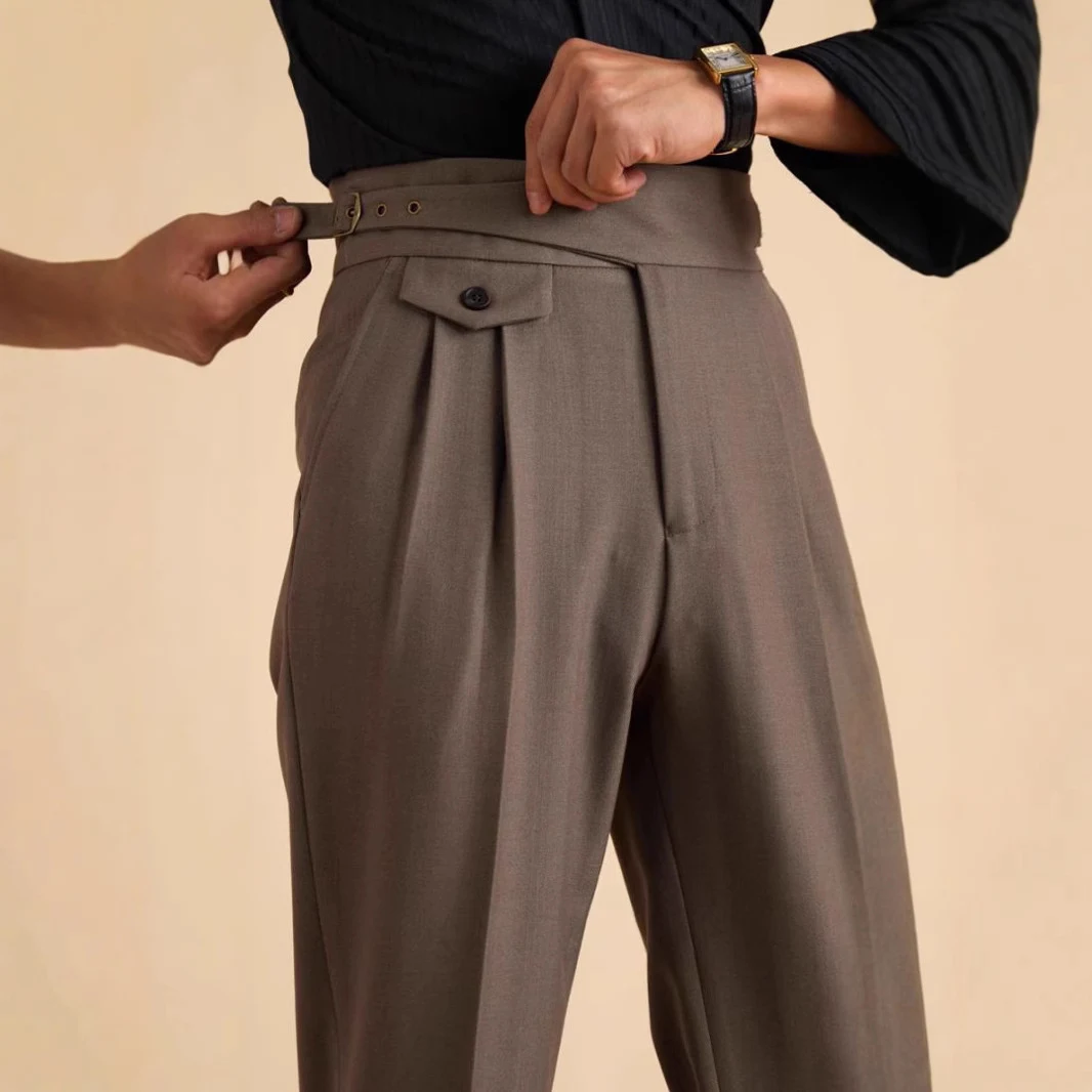 Title 2, Mens Double Pleated Straight Business Trousers