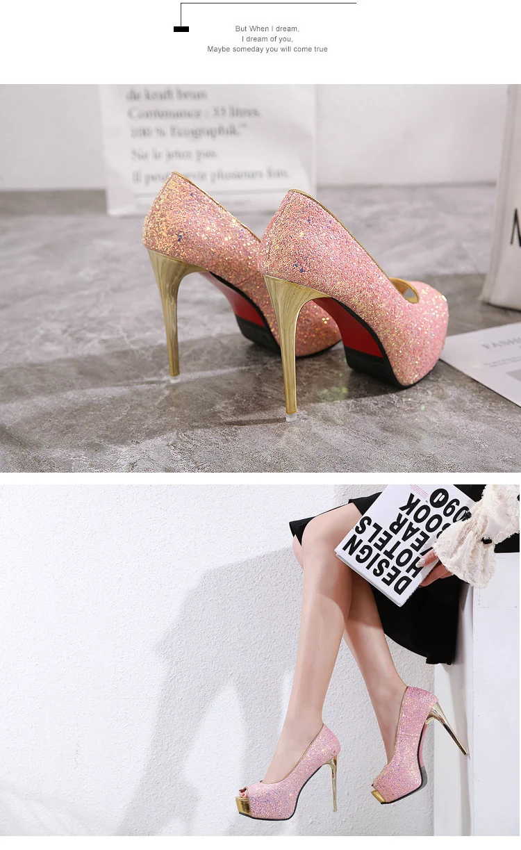 Title 7, Sexy Super High-Heeled Stiletto Sequined Women...