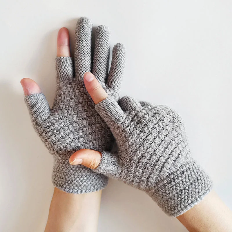 Title 4, Jacquard Brushed Wool Warm Knitted Plush Gloves...