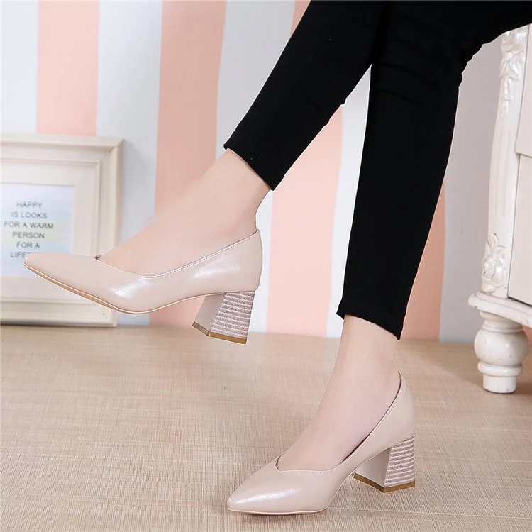 Pointed toe shoes with thick heels offering style, support, and comfort, perfect for all-day wear, elevating any outfit — photo 2