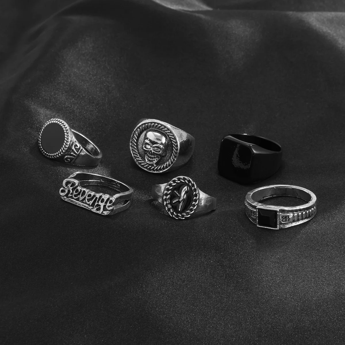 Title 9, Conjunto de 6 anéis com design simples, persona...