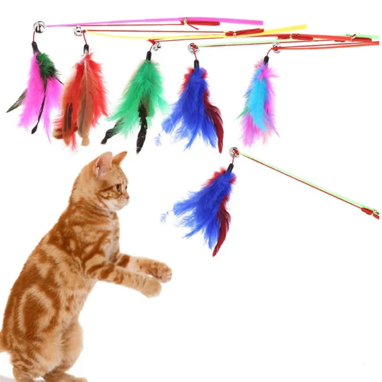 Title 17, Cat Funny Feather Mouse Stick with Bell Playing...