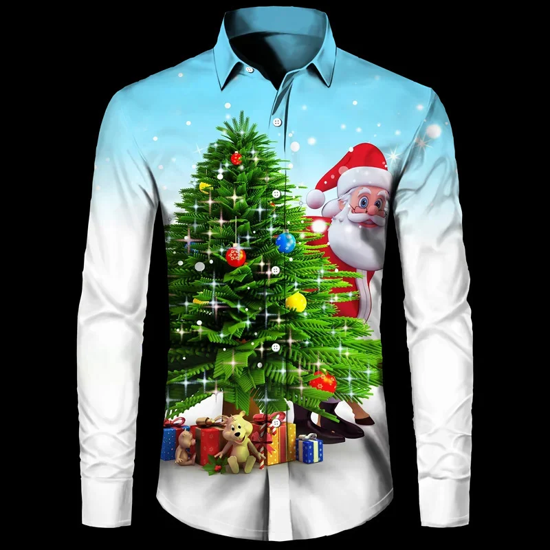 Camiseta de manga longa europeia e americana com estampa digital 3D de Natal, ideal para festas e celebrações com conforto e estilo. — foto 14
