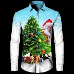 Camiseta de manga longa europeia e americana com estampa digital 3D de Natal, ideal para festas e celebrações com conforto e estilo. — foto 14