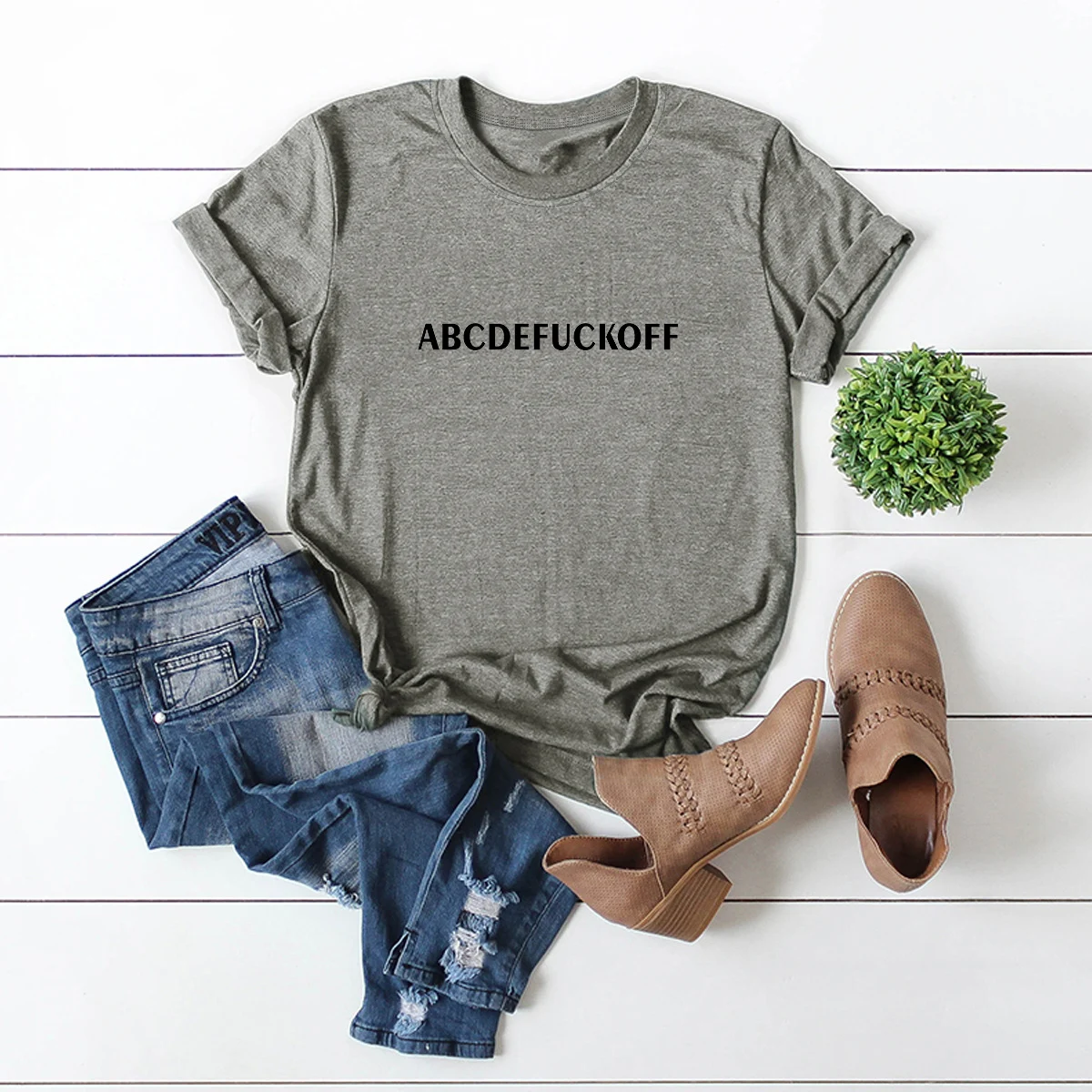 Disponibile su Amazon Wish Ebay T-shirt da donna a maniche corte con lettera di parodia europea e americana Fuck Off — foto 64