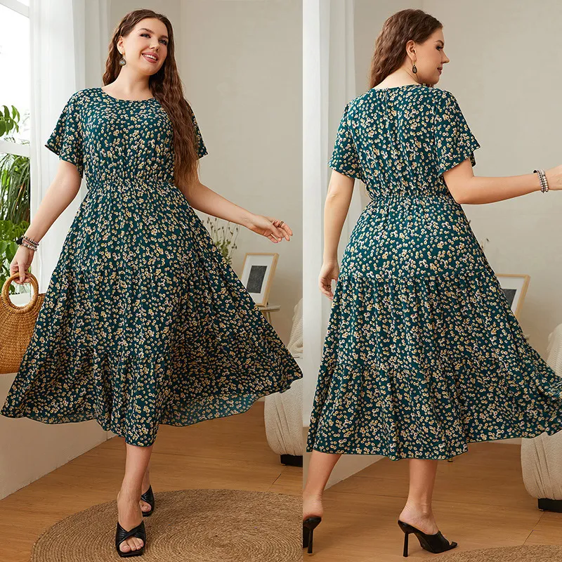 Vestidos florais estampados plus size femininos de verão. Conforto e estilo para o verão. Encontre o vestido perfeito para você. — foto 4