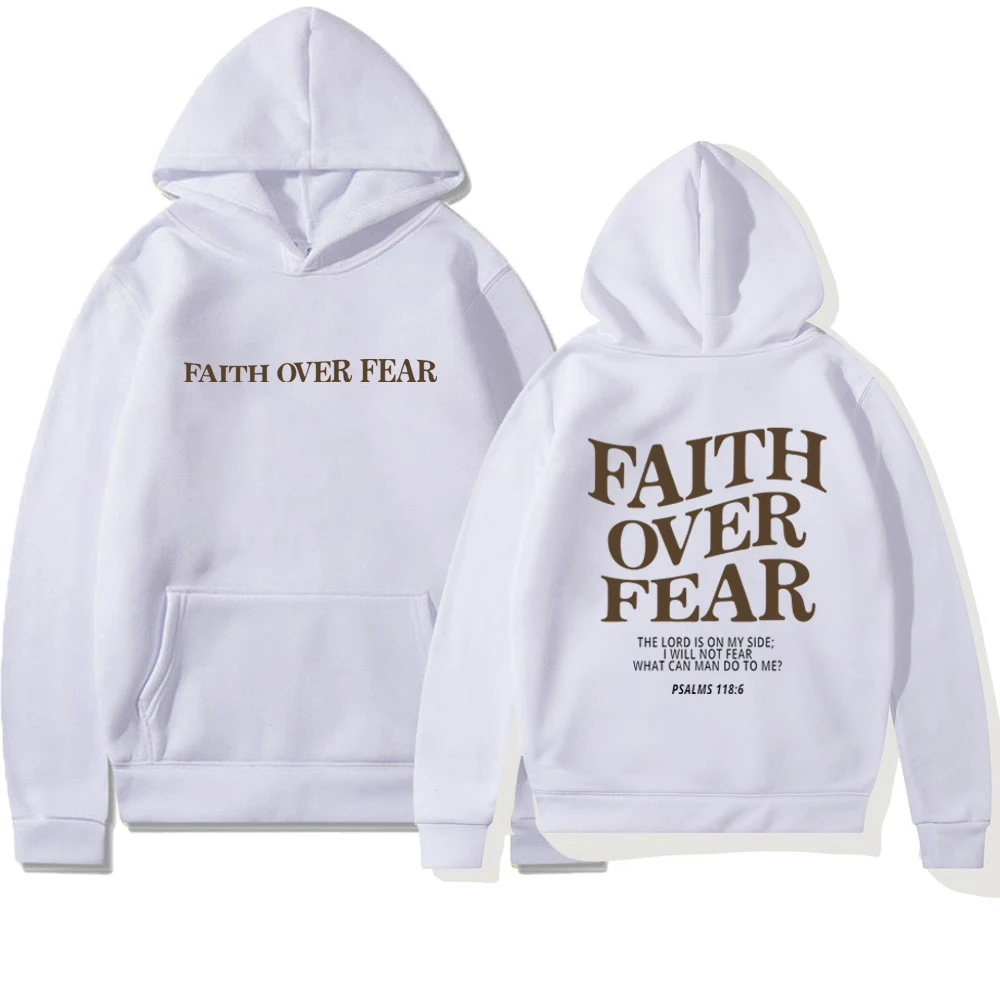 Title 15, Nuova felpa con cappuccio Faith Fear stampata d...