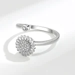 Anel giratório de girassol ajustável, simples e com diamantes. Adicione um toque de elegância e gire para aliviar o stress. — foto 3