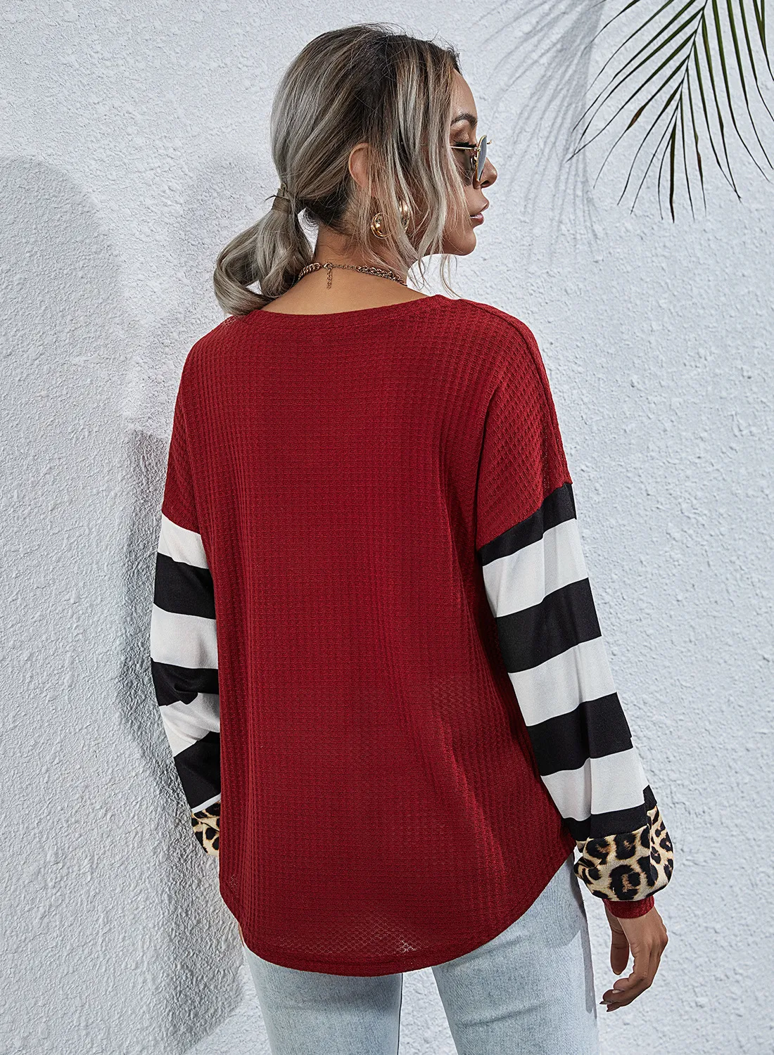 Title 6, Womens Long Sleeve Knit Leopard T-Shirt