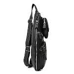 Bolsa mensageiro retrô masculina de couro bovino, grande capacidade para trabalho ou uso diário. Estilo clássico, durabilidade e praticidade. — foto 8