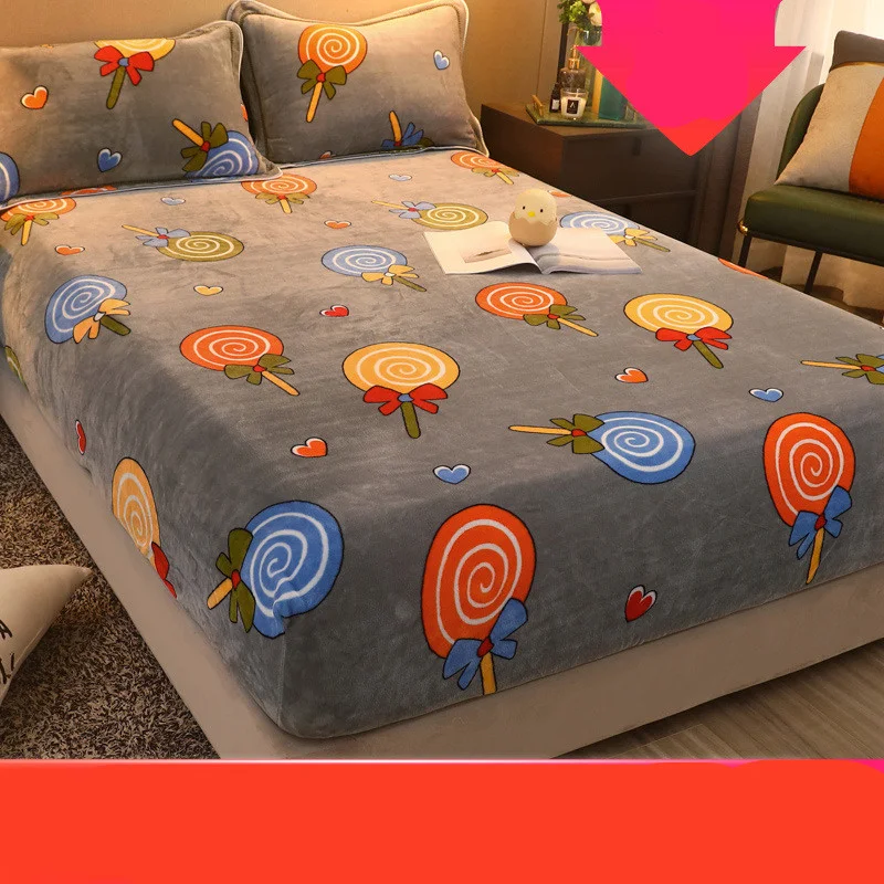 Title 5, One-piece flannel bed sheet with coral fleece p...