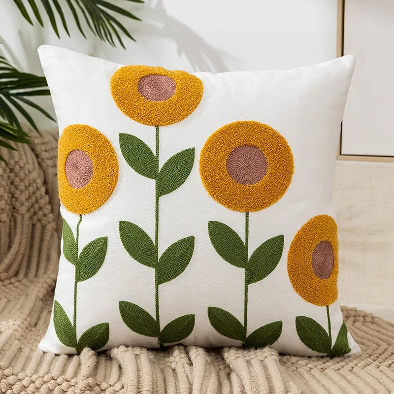Capa de almofada com bordado floral estilo pastoral, adicione charme rústico e design elegante à sua casa, perfeita para qualquer ambiente. — foto 9
