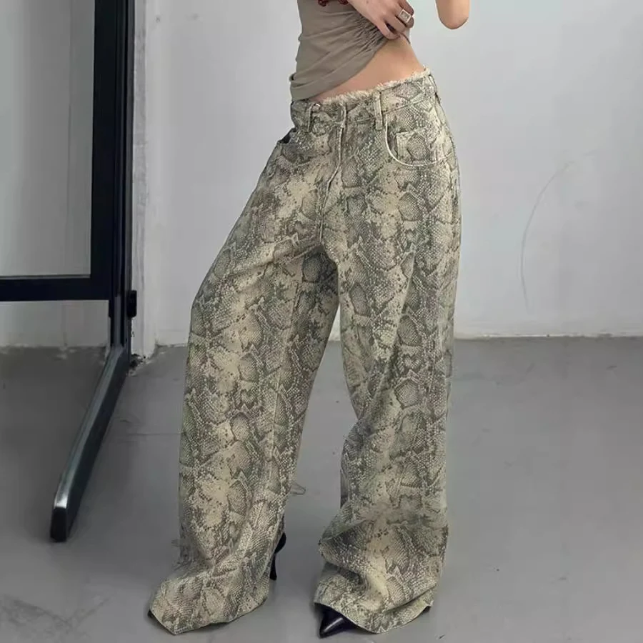 Jeans Serpentine Retro de Cintura Baja para Mujer Pantalones Americanos Sueltos Cómodos y con Estilo para un Look Moderno — foto 4