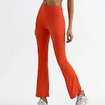 Calças esportivas boca de sino Hollow para corrida e fitness. Treino com conforto e estilo. Ideal para corridas e atividades físicas. Respirável e leve. — foto 5